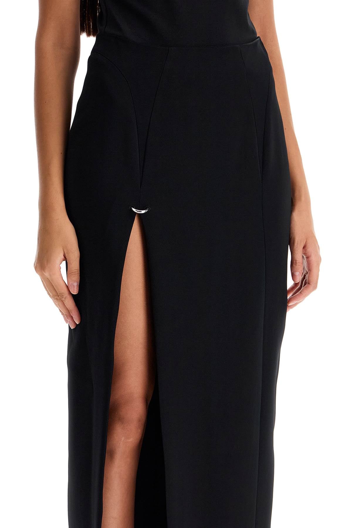 Long Skirt With Piercing Detail  - Black