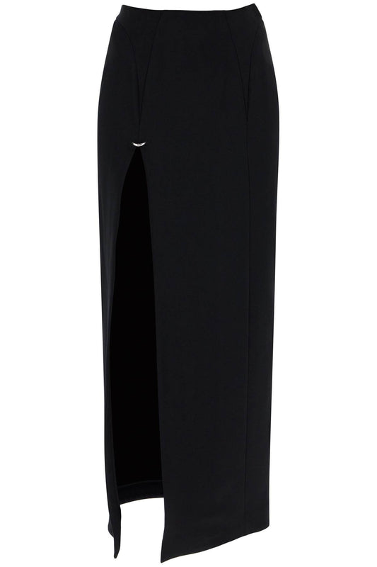 Long Skirt With Piercing Detail  - Black