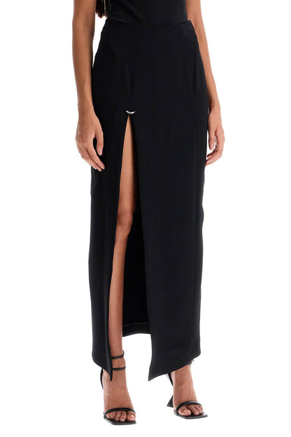 Long Skirt With Piercing Detail  - Black