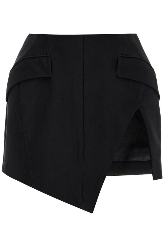 Asymmetric Mini Skirt With Slit  - Black