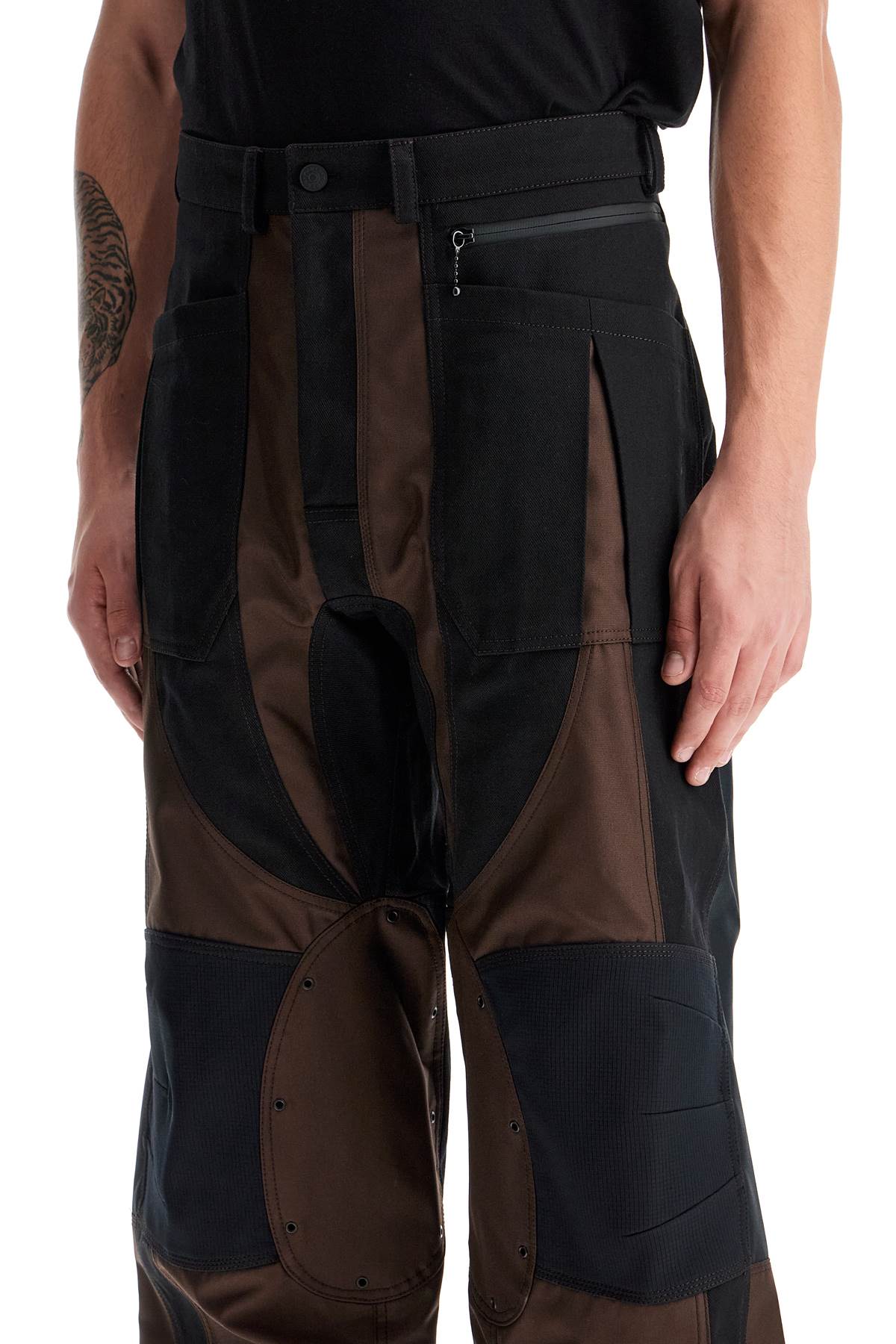 Patchwork Cargo Pants With  - Brown