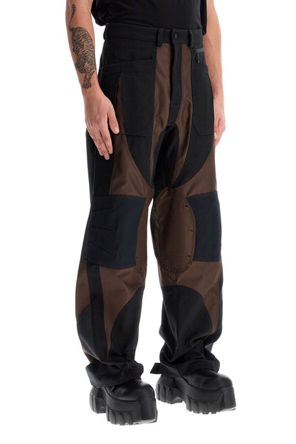 Patchwork Cargo Pants With  - Brown