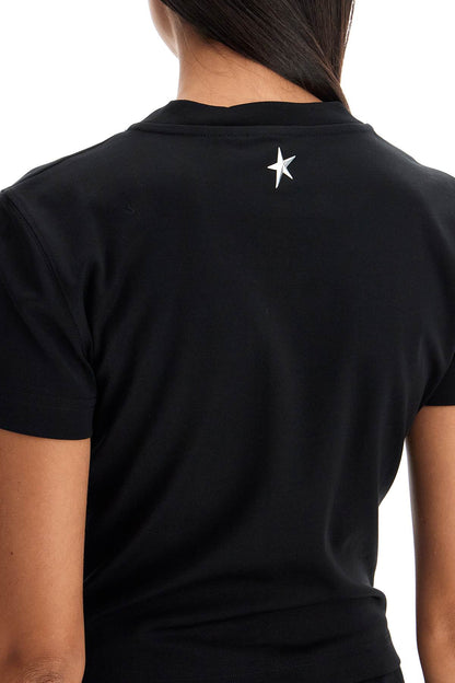 Cropped T-shirt With Piercing  - Black