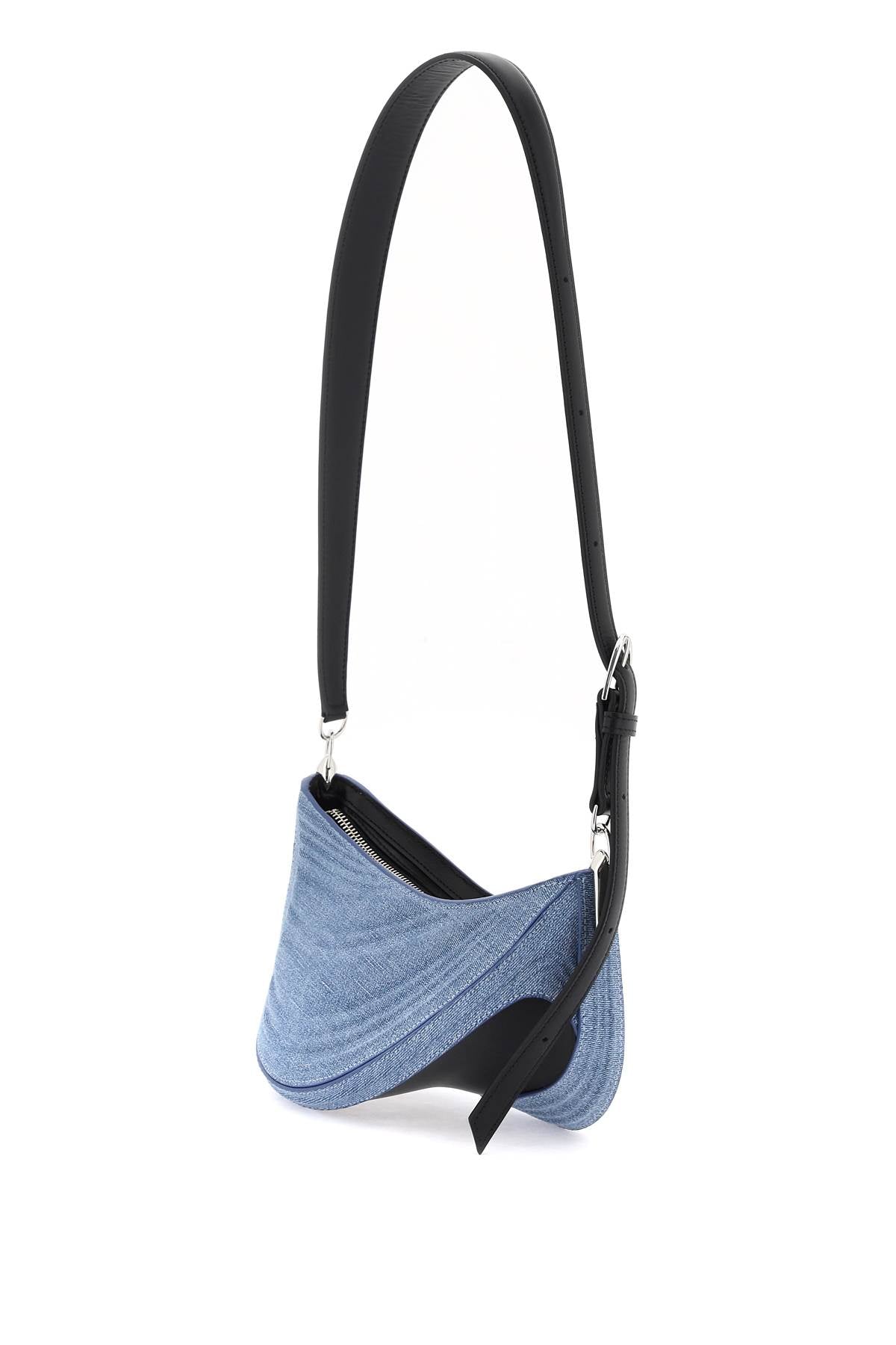 Small Denim Spiral Curve 01 Shoulder Bag  - Blue