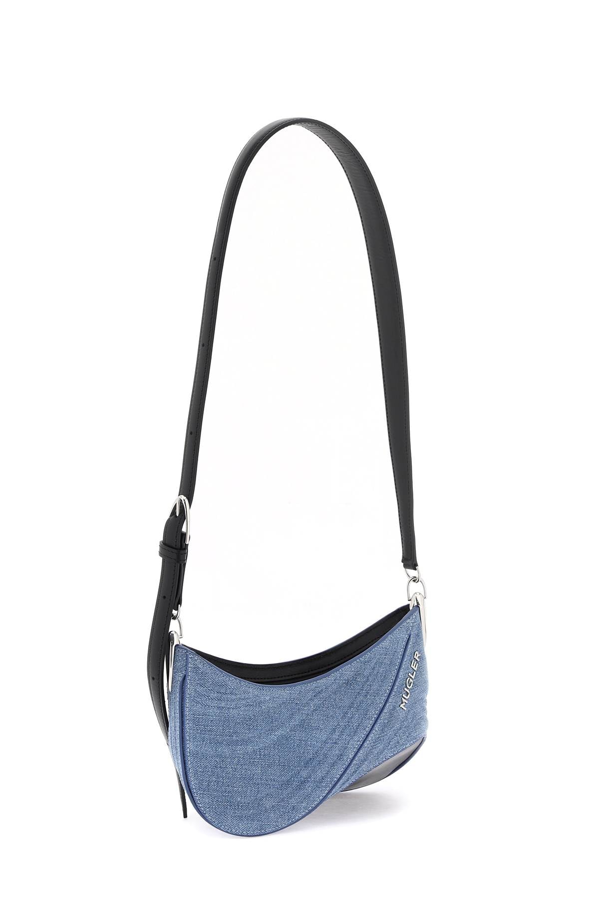 Small Denim Spiral Curve 01 Shoulder Bag  - Blue