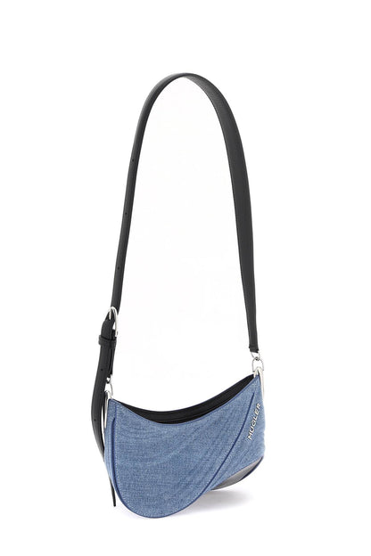 Small Denim Spiral Curve 01 Shoulder Bag  - Blue