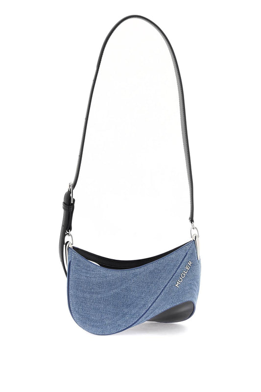 Small Denim Spiral Curve 01 Shoulder Bag  - Blue