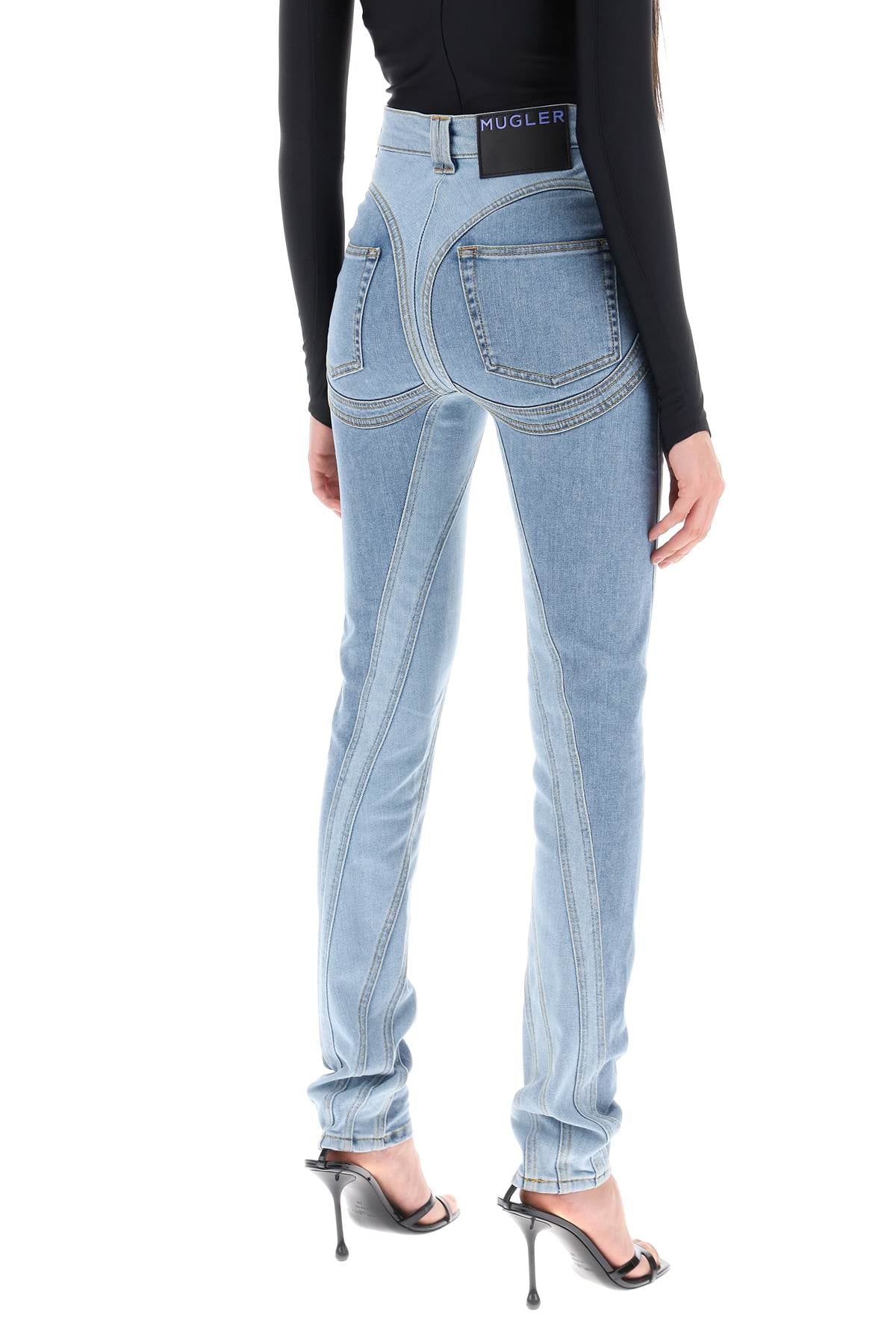 Spiral Two-tone Skinny Jeans  - Blu