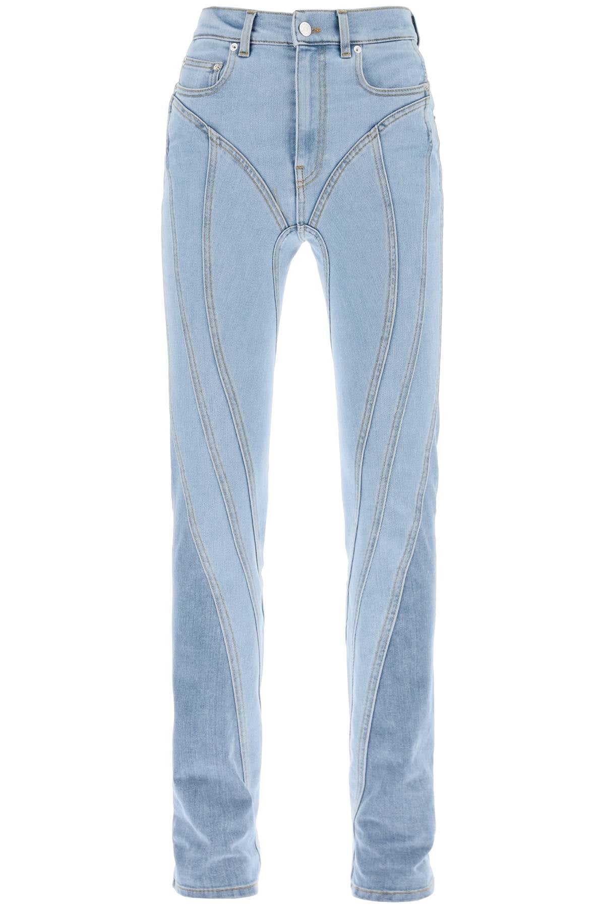 Spiral Two-tone Skinny Jeans  - Blu