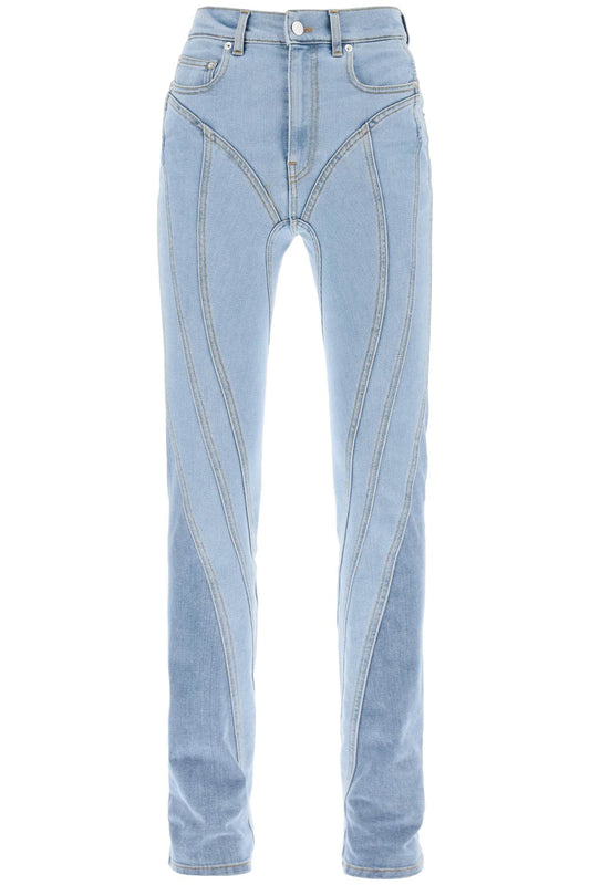 Spiral Two-tone Skinny Jeans  - Blu