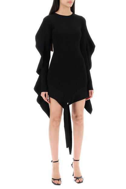 Asymmetric Mini Dress With Ruffle Details  - Black