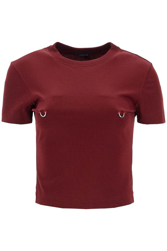 Cropped T-shirt With Piercing  - Red