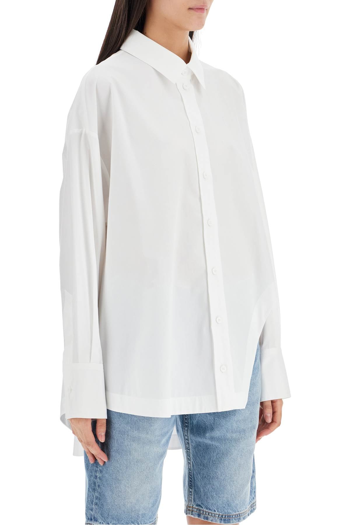 Asymmetric Oversized Shirt  - White