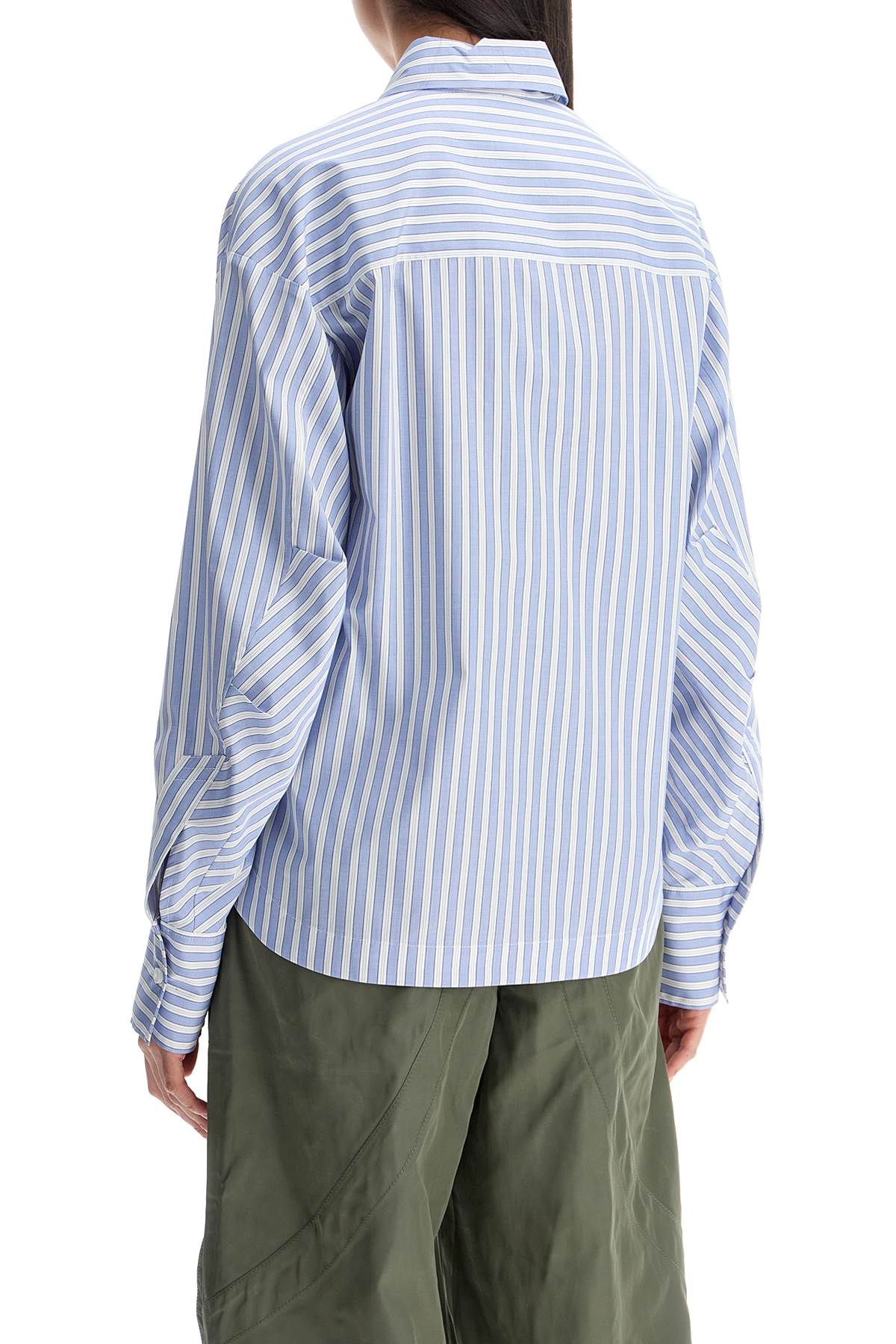 Blue And White Striped Oversized Cotton Shirt  - White