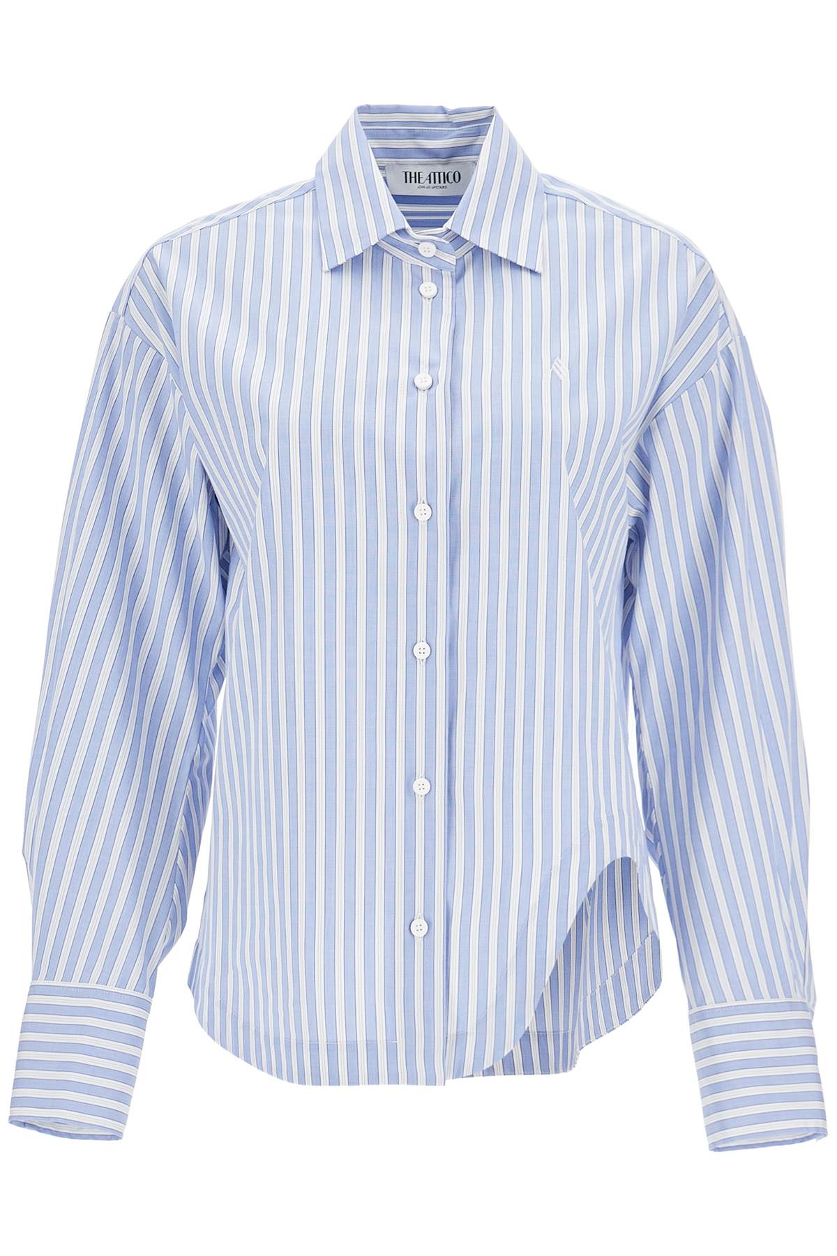 Blue And White Striped Oversized Cotton Shirt  - White