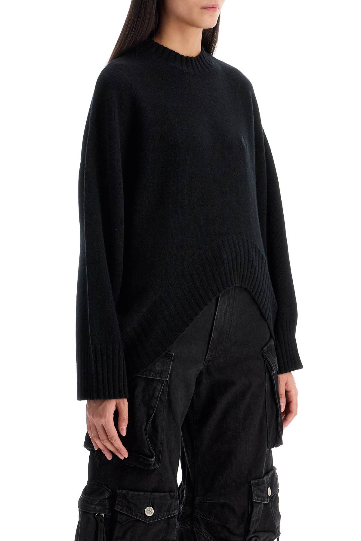 Asymmetric Wool And Cashmere Pullover  - Black