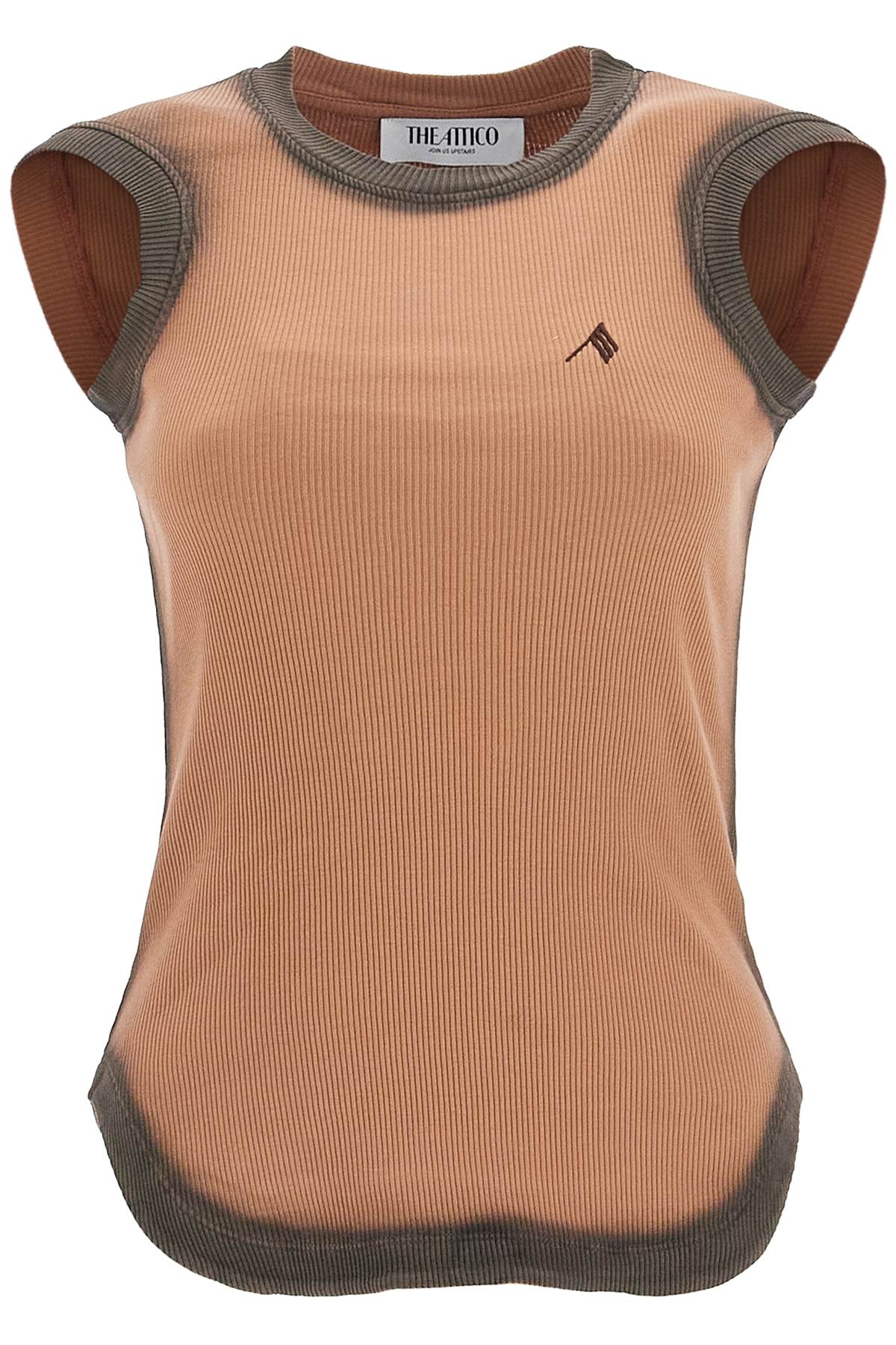 Reese Tank Top With Faded Edges  - Beige