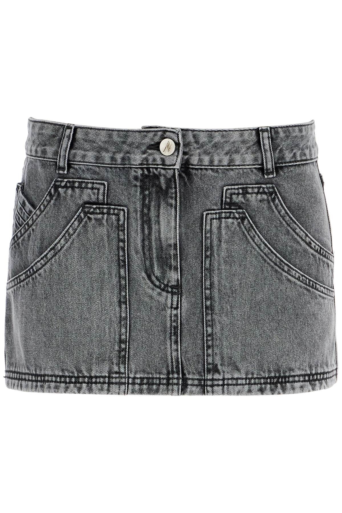 Gray High-waisted Slim Fit Denim Mini Skirt  - Grey