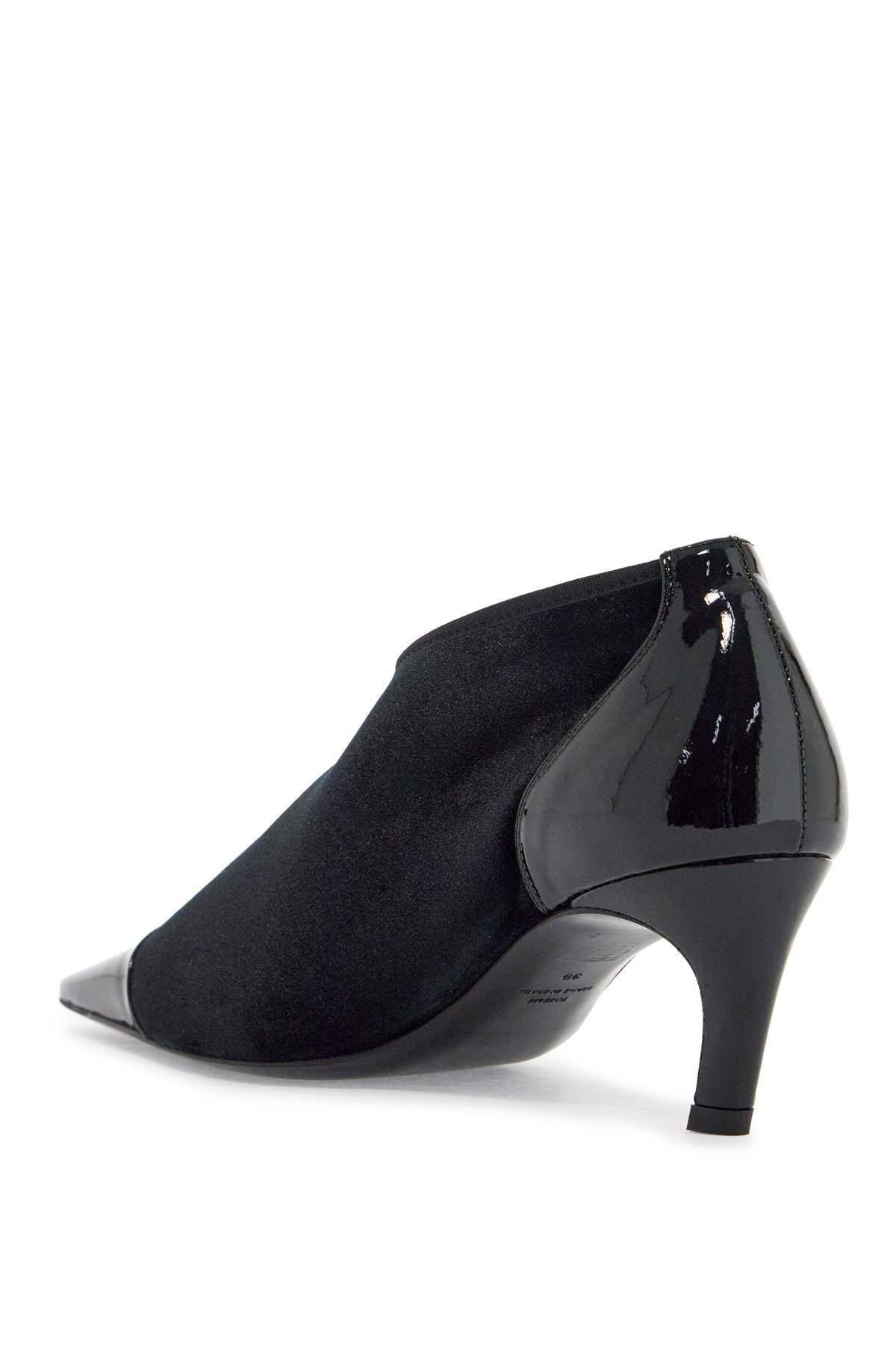 Black Recycled Patent Leather Pumps With Medium Heel And Pointed Toe  - Black