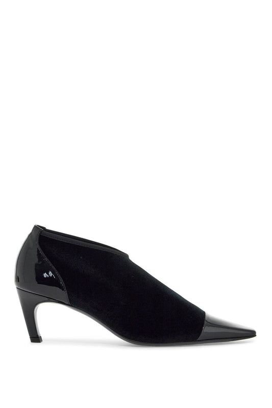 Black Recycled Patent Leather Pumps With Medium Heel And Pointed Toe  - Black