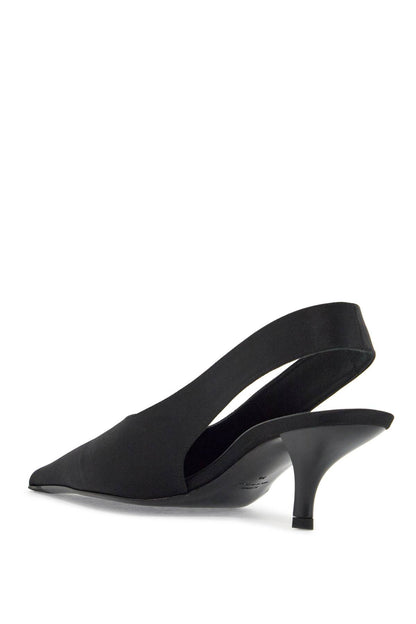 Black Satin Slingbacks With Stiletto Heel  - Black