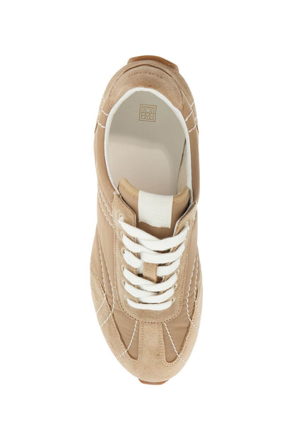 Sneakers In Recycled Polyamide Sand With Suede Finish  - Beige