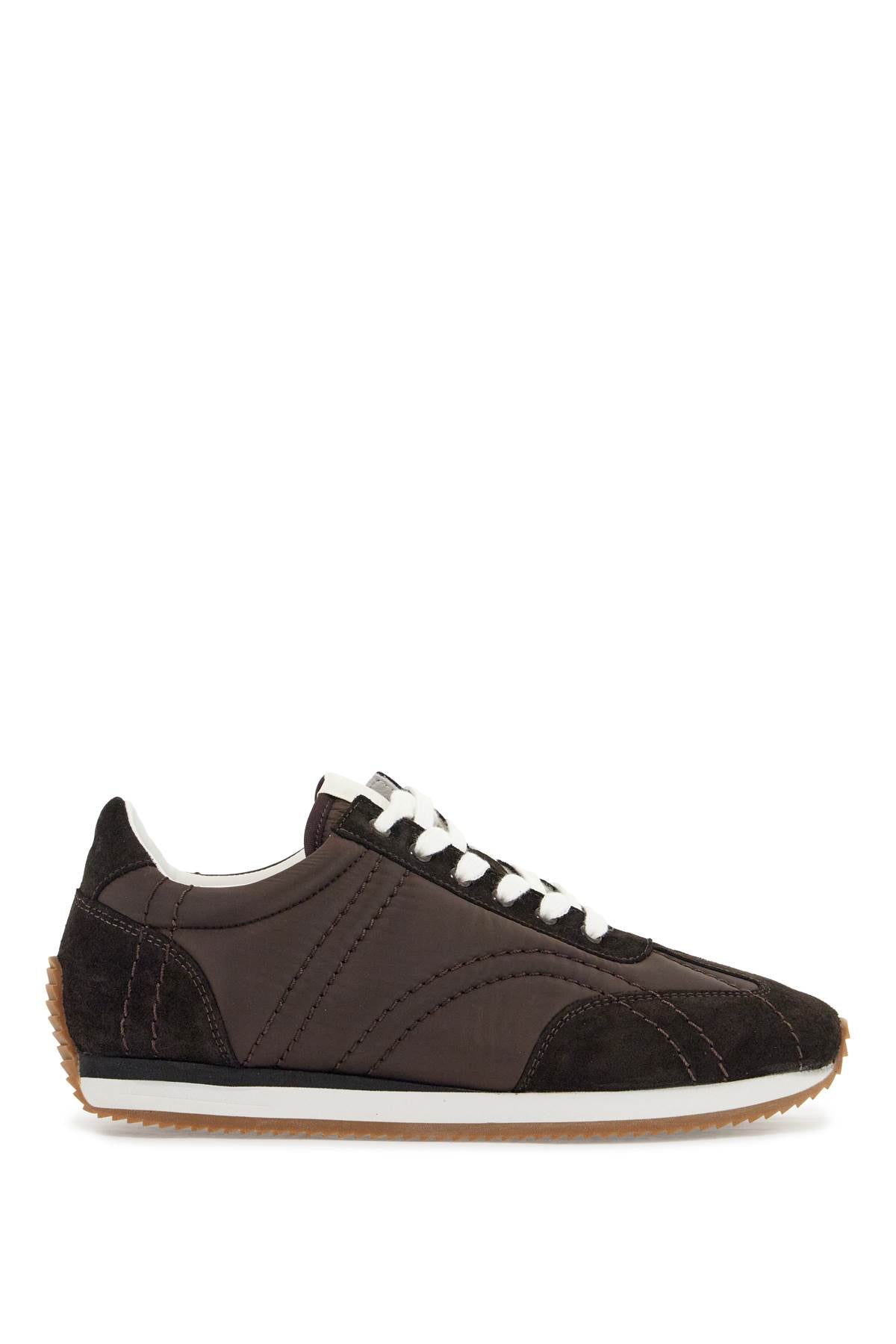 Dark Brown Suede Sneakers With Recycled Materials And Non-slip Sole  - Brown