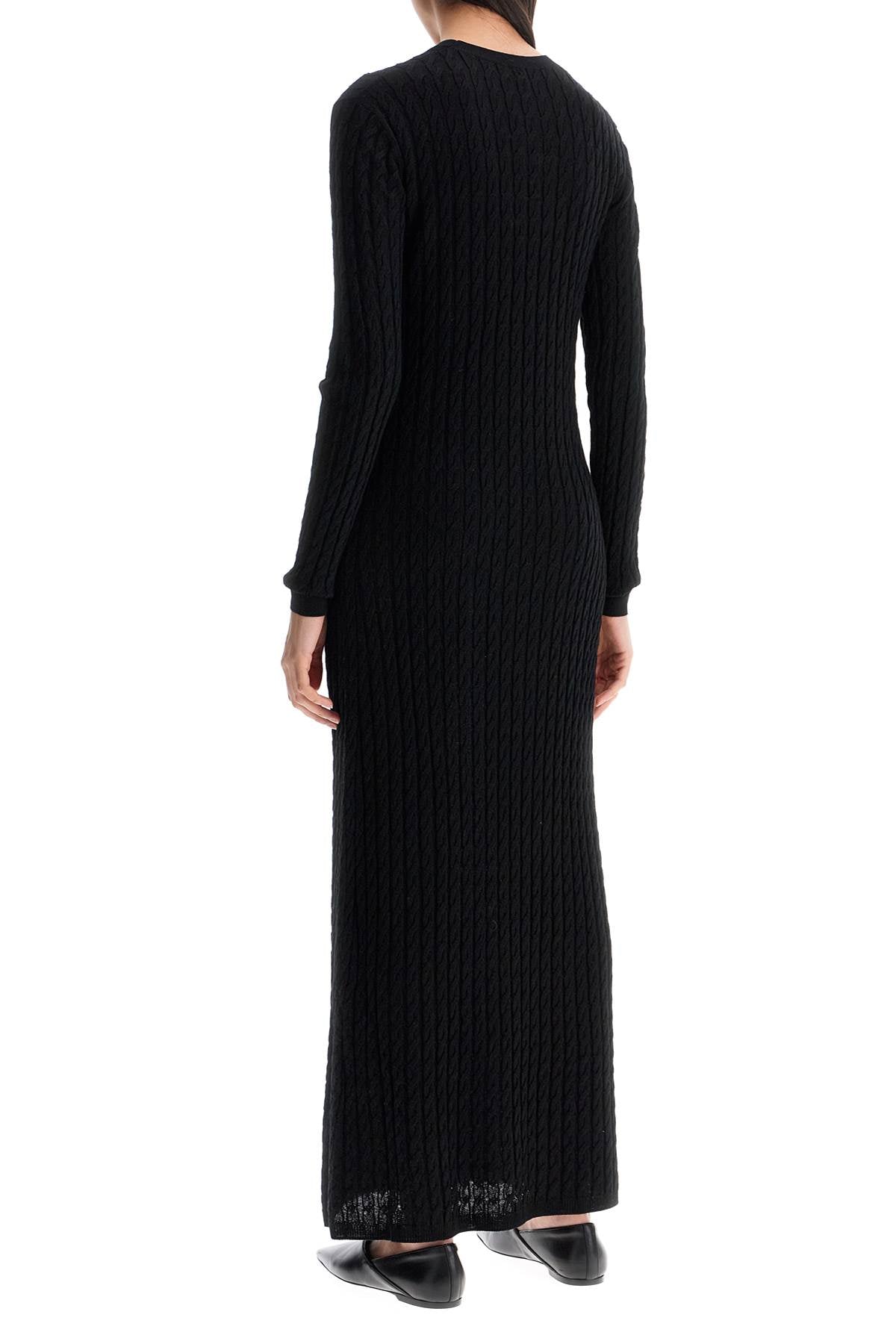 Elegant Black Maxi Cable Knit Dress  - Black