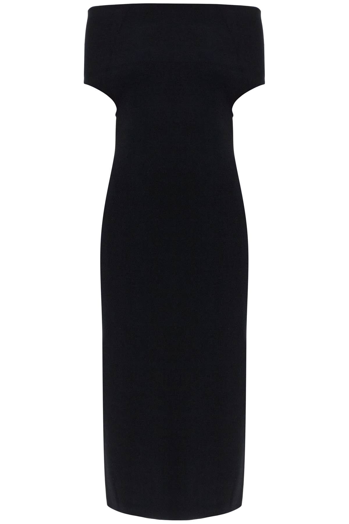 Elegant Black Long Viscose Knit Dress  - Black