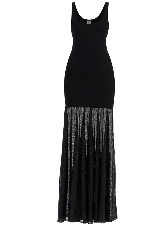 Long Black Evening Sleeveless Dress With Wide Neckline  - Black