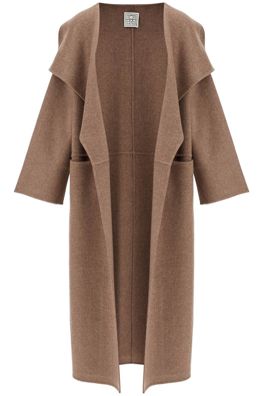 Beige Wool And Cashmere Kimono Coat  - Beige