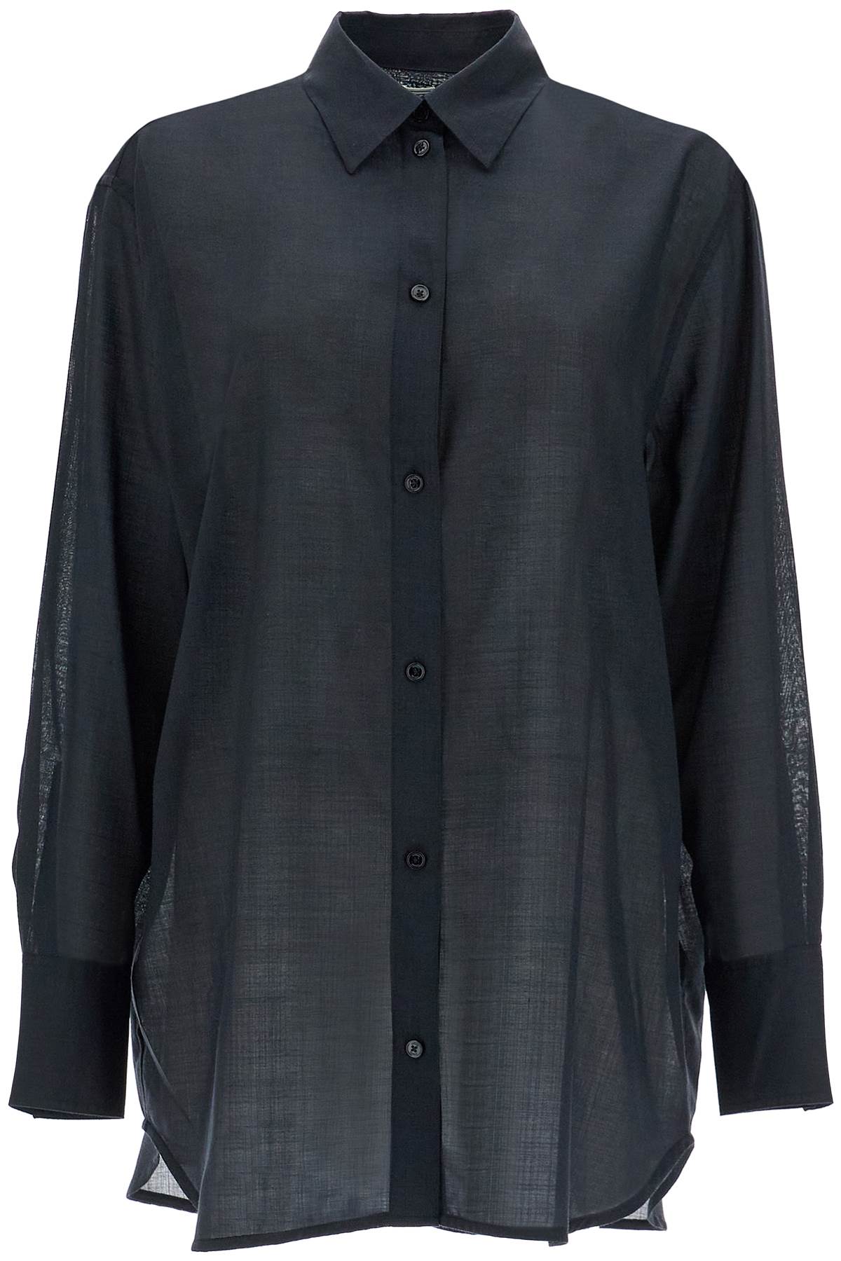 Black Relaxed Fit Wool Shirt  - Black