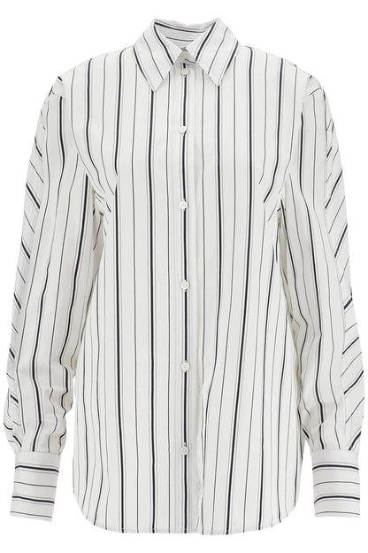 White And Black Striped Kimono Sleeve Shirt In Organic Cotton  - White