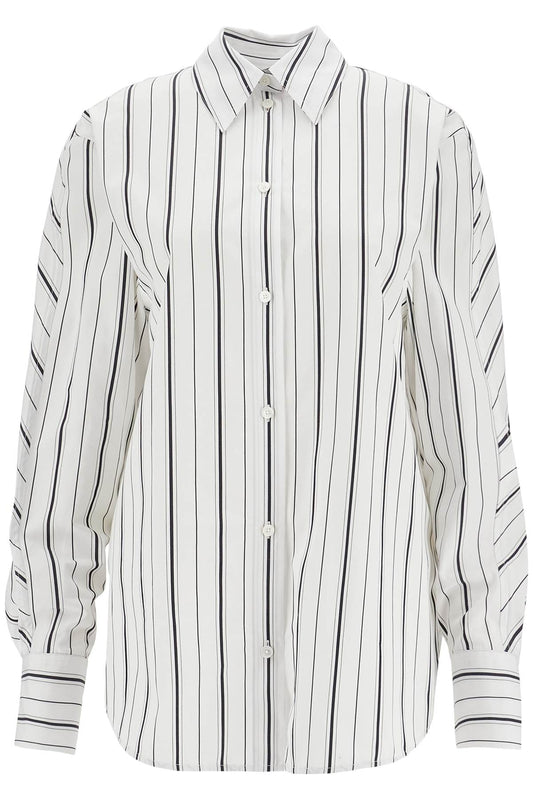 White And Black Striped Kimono Sleeve Shirt In Organic Cotton  - White