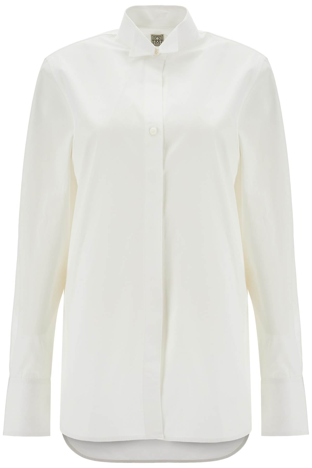 White Asymmetrical Organic Cotton Tuxedo Shirt  - White