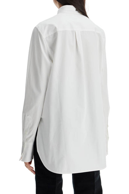 White Asymmetrical Organic Cotton Tuxedo Shirt  - White