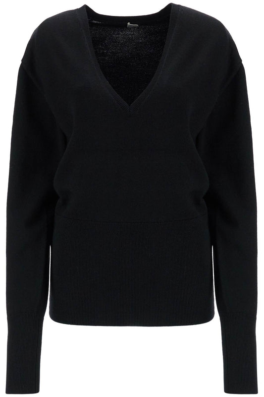 Rws Wool Black Sweater With Deep V-neck  - Black