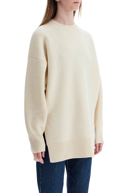 White Fine Knit Wool And Cashmere Sweater  - White