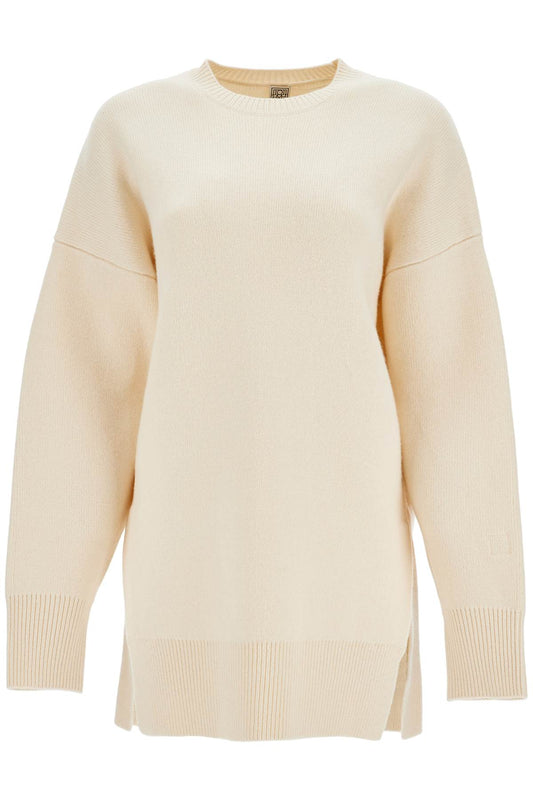 White Fine Knit Wool And Cashmere Sweater  - White