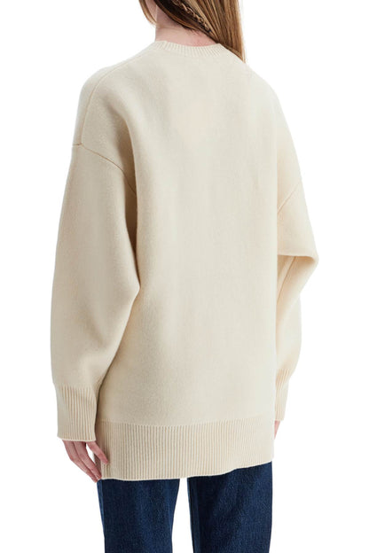 White Fine Knit Wool And Cashmere Sweater  - White