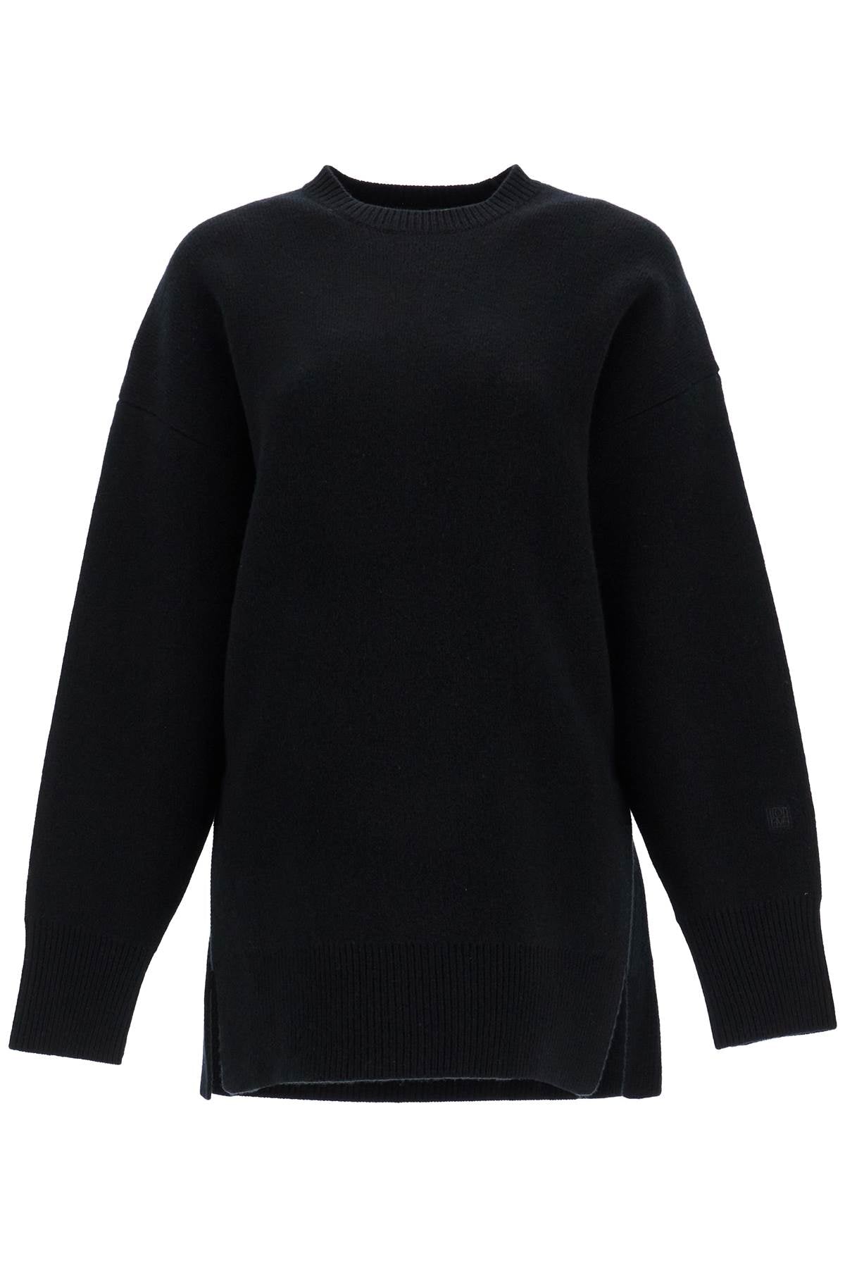 Oversized Black Wool And Cashmere Sweater  - Black