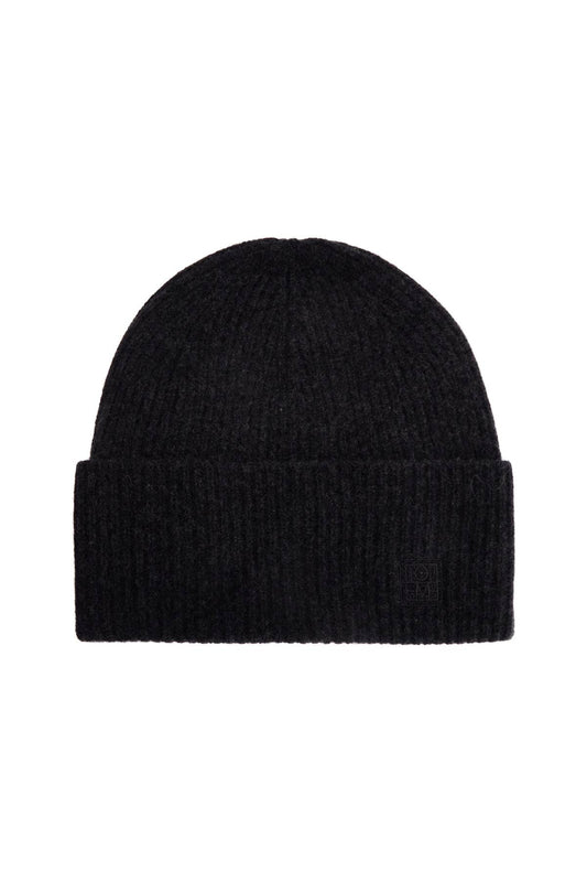 Charcoal Melange Ribbed Wool Beanie  - Grey