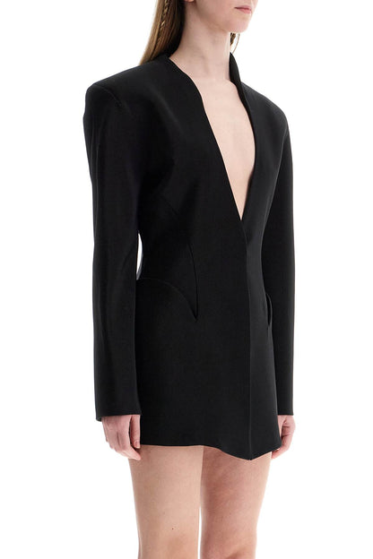 Short Black V-neck Jacket With Contemporary Design  - Black