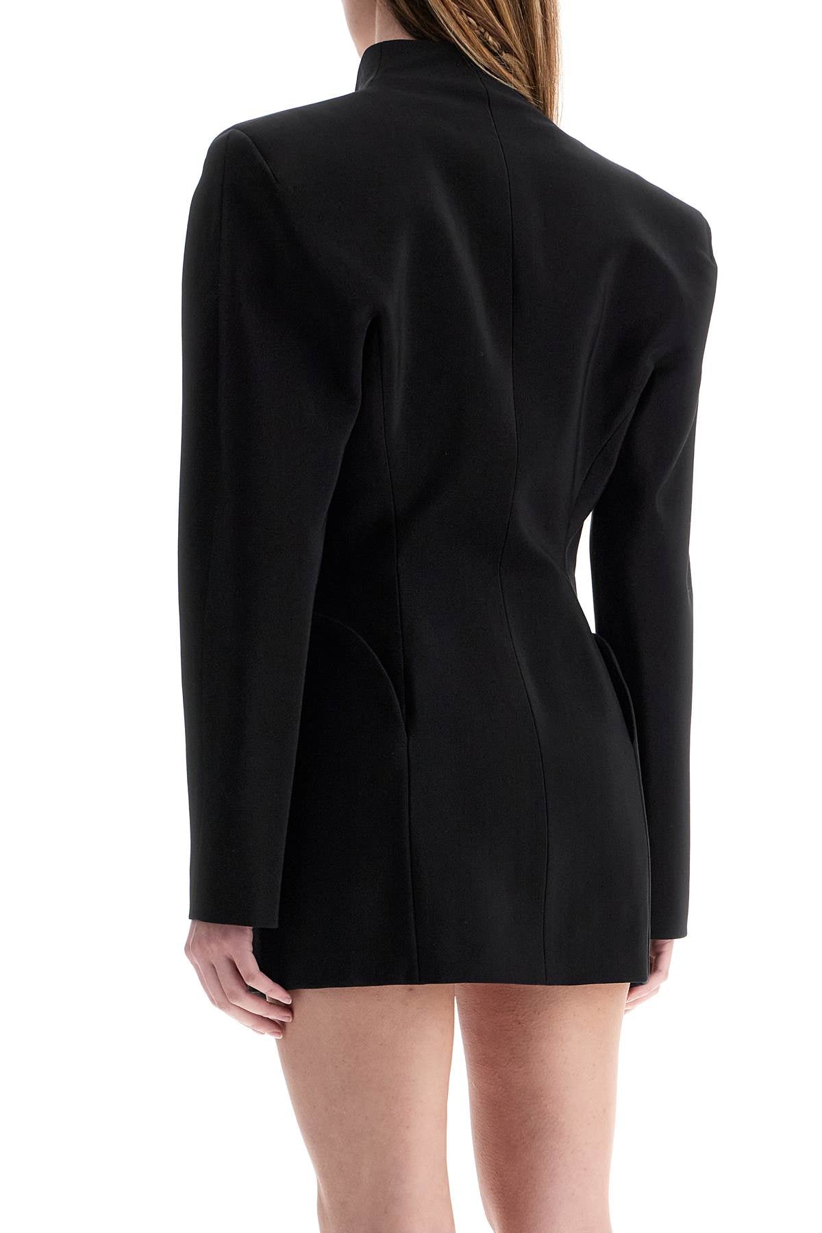 Short Black V-neck Jacket With Contemporary Design  - Black