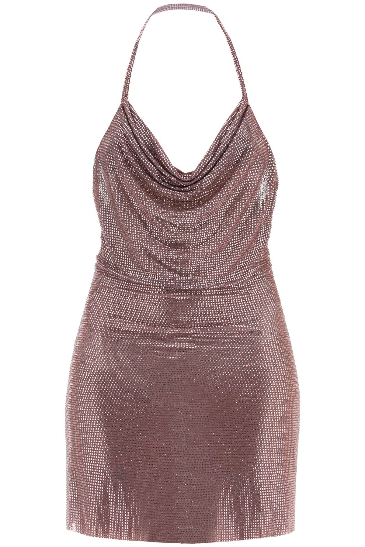 Rhinestone Mesh Mini Dress  - Viola