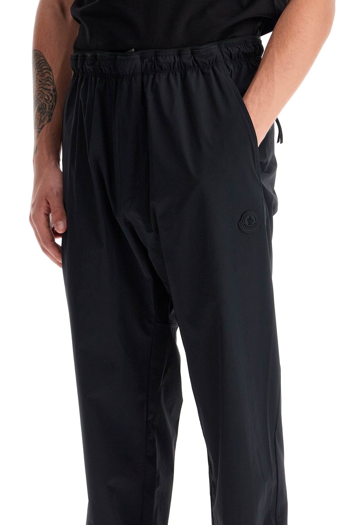 Nylon Stretch Joggers For  - Black