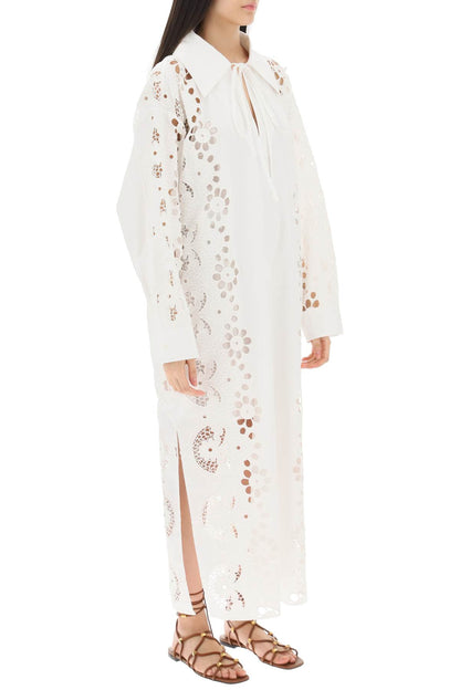 Maxi Dress In Valentino Broderie Infinie Flower  - Bianco