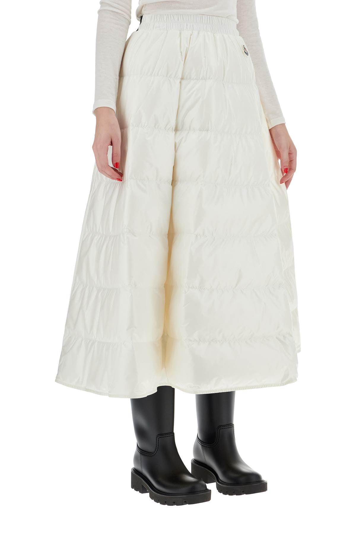 Padded Midi Skirt  - White