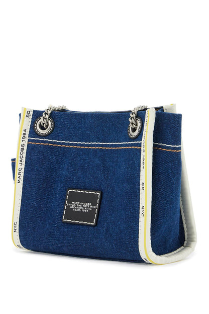 The Denim Chain Crossbody Tote Bag  - Blue