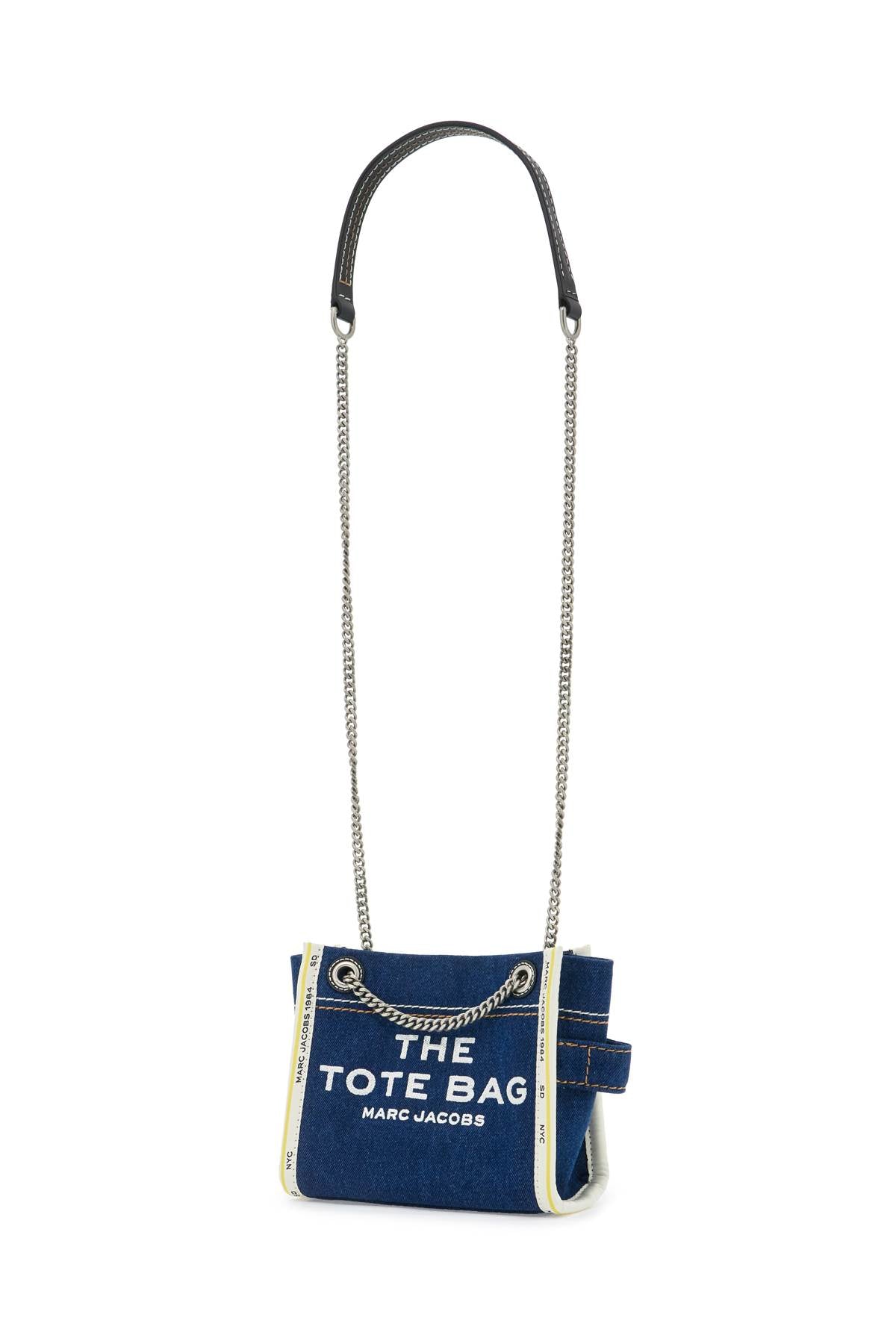 The Denim Chain Crossbody Tote Bag  - Blue